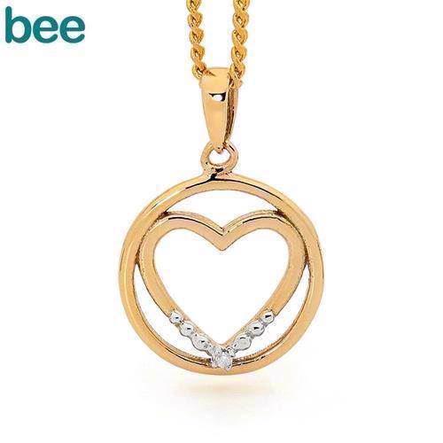 Image of Bee Jewelry Heart in Circle 9 kt guld collier blank, model 65574